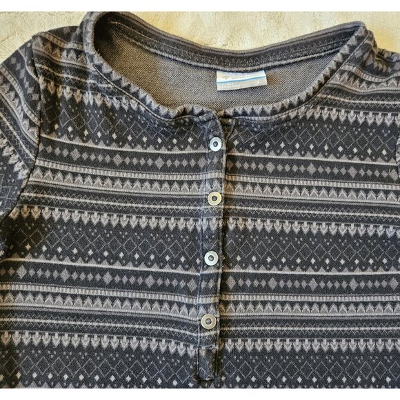 Columbia Womens Fair Isle Print Long Sleeve Henley Top Black Size S Small - Picture 2 of 11